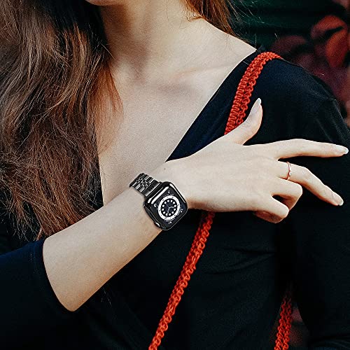 Image of baozai Compatible Apple Watch Bands 46mm 45mm 44mm 42mm 41mm 40mm 38mm, Stainless Steel Band with Screen Protector Case for Apple Watch Series 11 /10 /9 /8 /7 /6 /5 /4 /3 /2 /1 /SE3