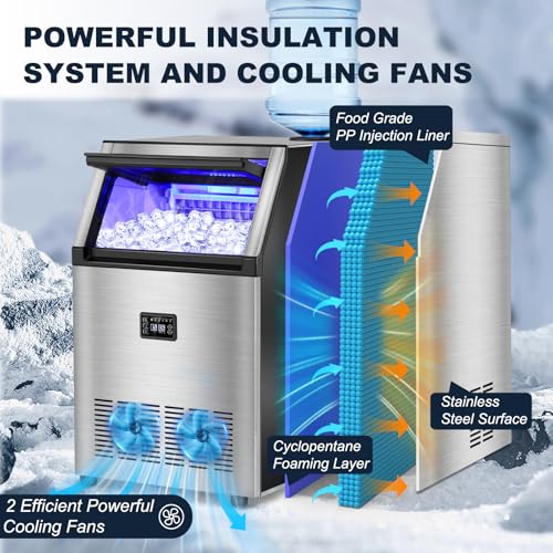 Image of Commercial Ice Maker Machine, 160 lbs /24H with 30 lbs Storage Bin