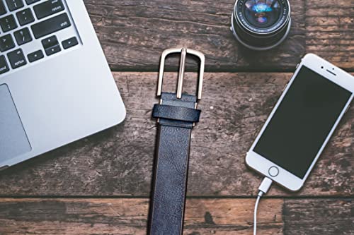 DOOPAI Mens Belt - Blue belts for men，Leather Dress Belt Casual Wear Jeans Classic belt 1.25", Adjustable Trim to Fit Everywher4