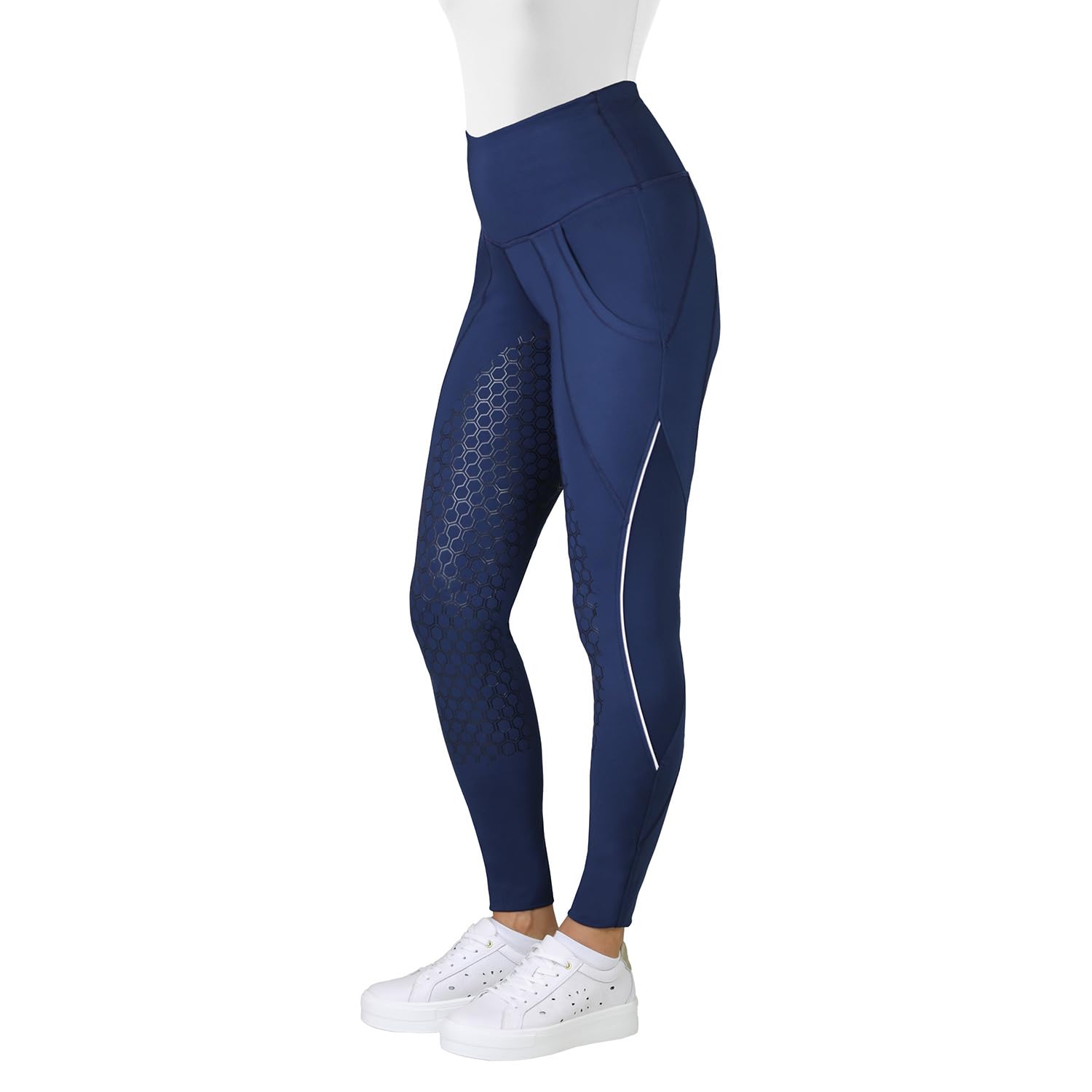Adria Kinder Mädchen Reitleggings Silikon Vollbesatz Reithose mit Handytasche