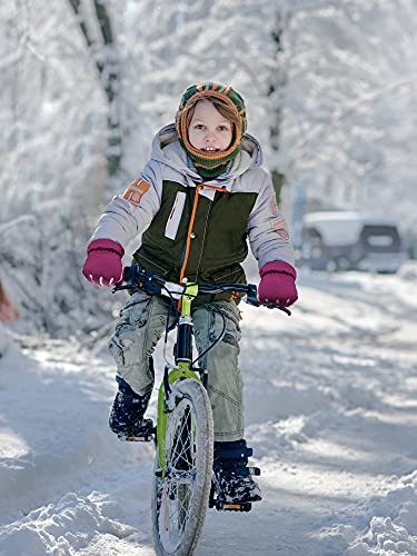 Image of Honoson 2 Pairs Kids Snow Gloves, Winter Waterproof | for Outdoor Snowboard Sledding, Warm Fleece Lining, Windproof, Adjustable Wrist Strap, Youth Cold Weather Ski Glove