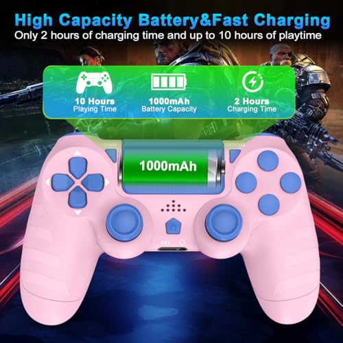 DYONDER Wireless Controller for PS4/Pro/Slim & PC – 1000mAh Battery, 6-Axis Motion Sensor, Audio Jack (PINK) - Image 5