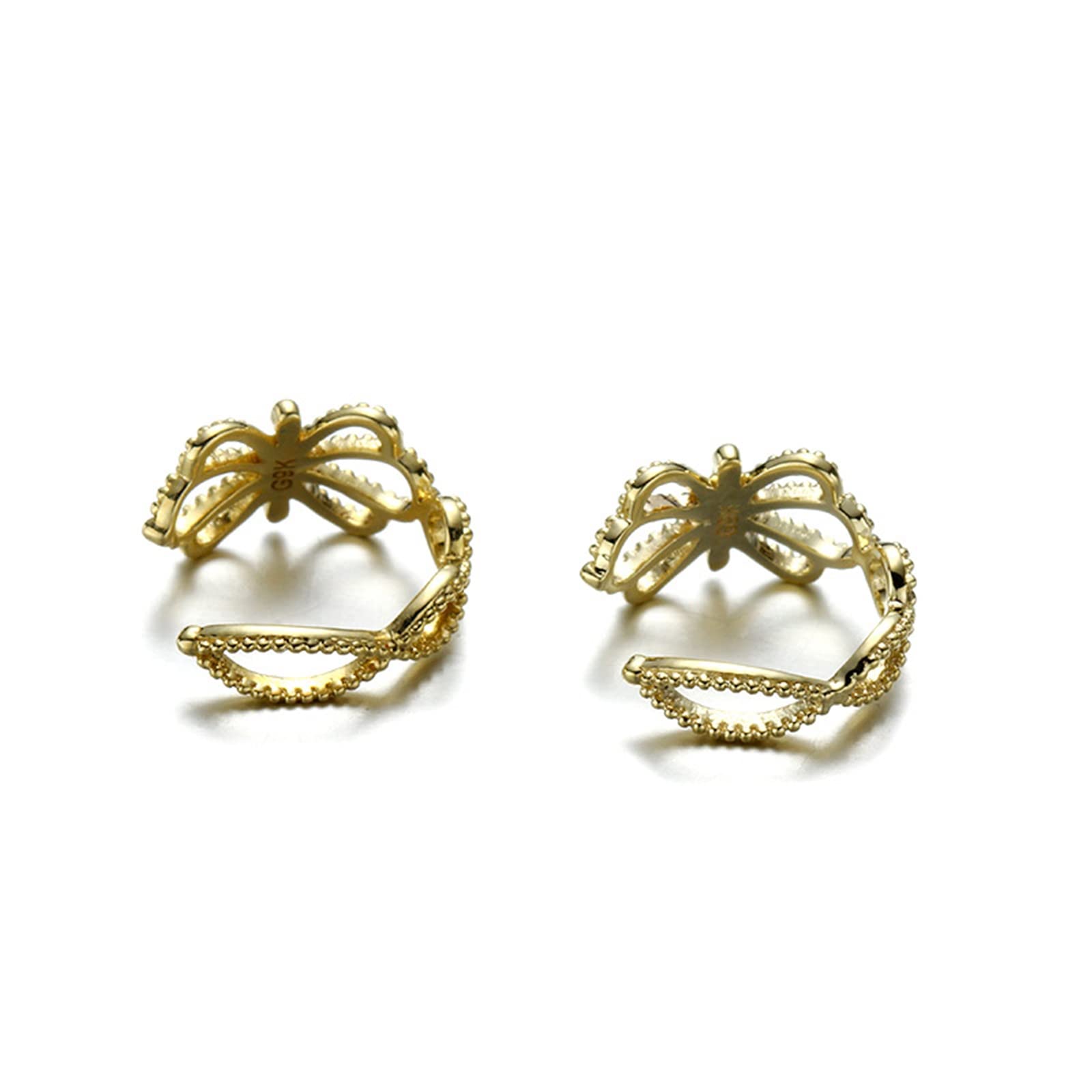 Modeschmuck Ohrringe, 18 Karat Gelbgold Hohle Blumen-Ohrmanschette Ear Cuff für Damen