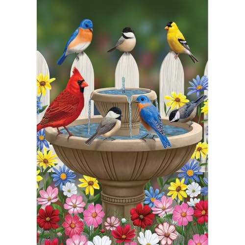 Briarwood Lane Birdbath Gathering Seasonal Garden Flag