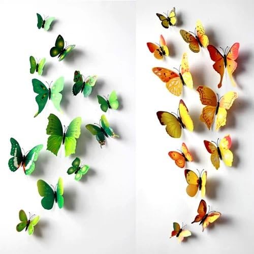3D 24pcs Butterfly Love Wall Stickers Mural Decal Stickers Art House Decoration