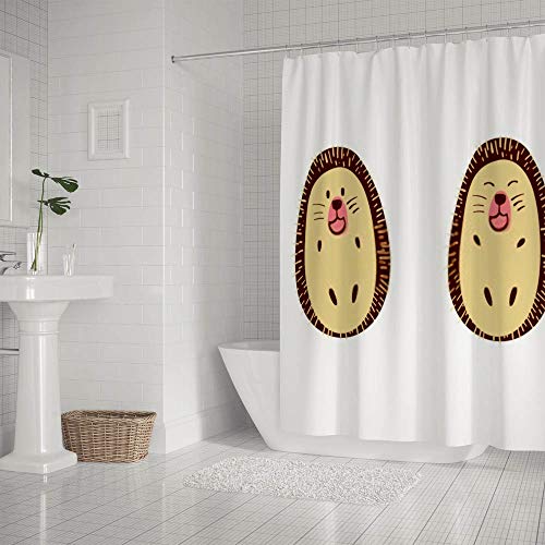 Rideau de douche hérisson 182x182 cm en polyester lavable avec crochets pour baignoire - 3