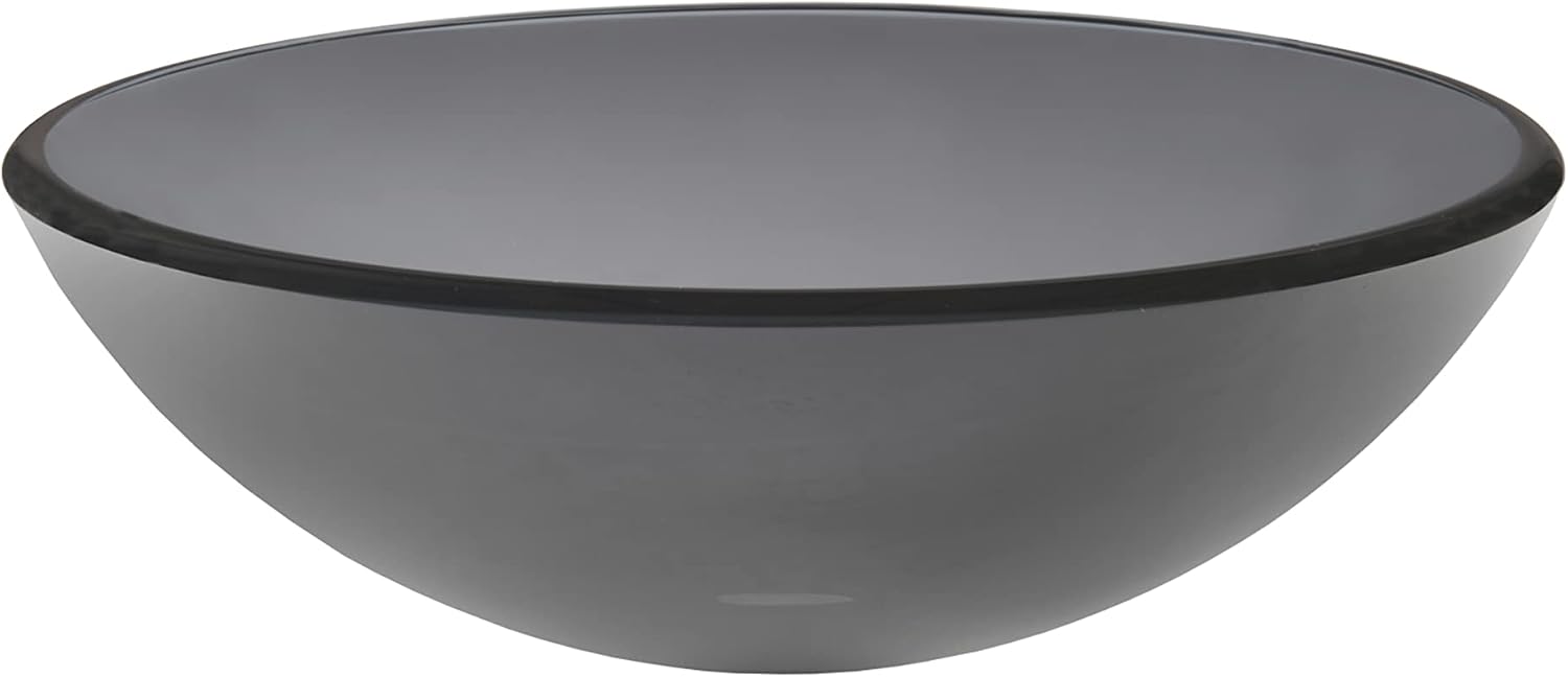 Miseno MNO-G861 Circular 16-1/2" Tempered Glass Vessel Bathroom Sink - Flat Black Drain