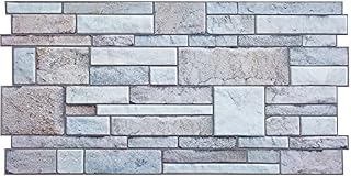Natural Granite Stone Effect PVC Wall Cladding Panels in Grey - Set of 16 Panels - 7.5 sqm | 80.69 sqf -Real Stone Brick Slate Look and Feel - Plastic 3D Wall Cladding