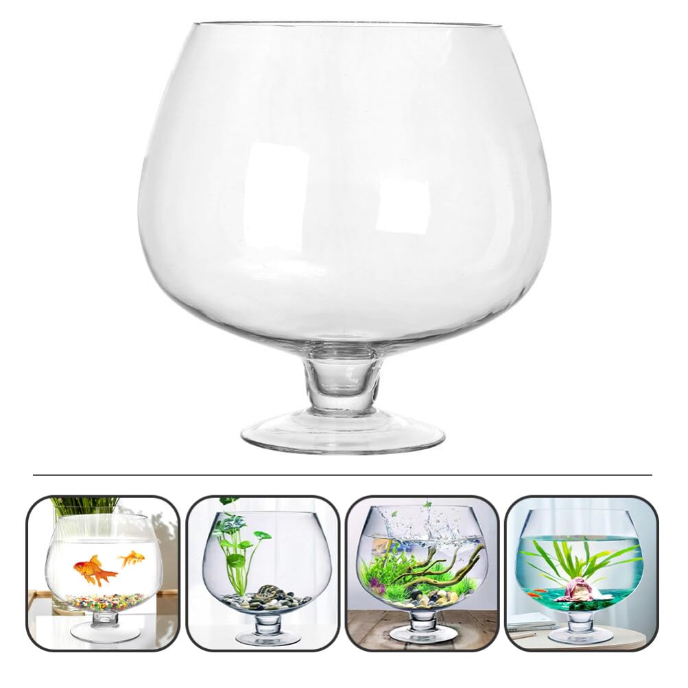 VANZACK Cuenco De Burbujas Transparente Pecera De Cristal Terrario Globo Florero Copa Terrario Contenedor Hidropónico Tanque Betta Cuenco De Lirio De Agua para Decoración
