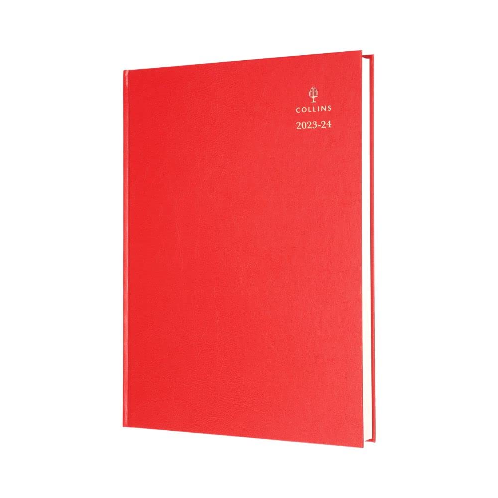CollinsStandard Desk Academic 2023-24 A4 Day to A Page Mid Year Diary Planner (Appointments) FSC MIX Paper School, College or University Term Journal - July 2023 to July 2024 - Red - 44M.15-2324