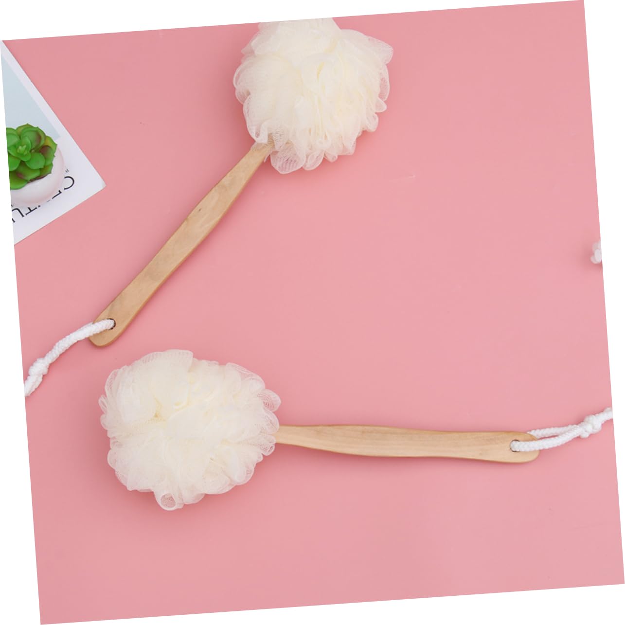 VALICLUD 3 Piezas De Bolas De Baño Cepillos De Fregar Para Toallas De Baño Mango Largo Fibras Esponjosas Bolas De Espuma Con Mango Accesorios De Baño Esponja De Baño De Bambú