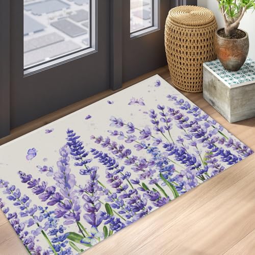 Tapete floral lavanda 60x89 cm antideslizante y lavable miniatura 5