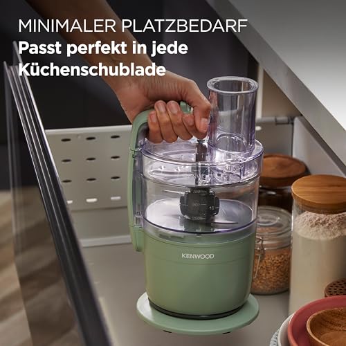 Foto von Kenwood MultiPro Compact – Kompakte Küchenmaschine mit Express Serve, Edelstahlmesser, Schneid- und Raspelscheiben, Pulse-Funktion, Grün (FDP23.140GR)