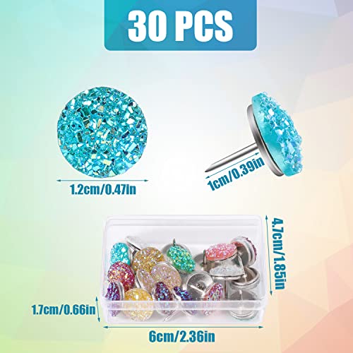 30Pcs Shiny Diamond Push Pins, Glitter Rhinestone Push Pins Bling Thumb Tacks Bling Push Pins For Cork Board Bulletin Board Home Office Decors (Multi Colors) #TOP1
