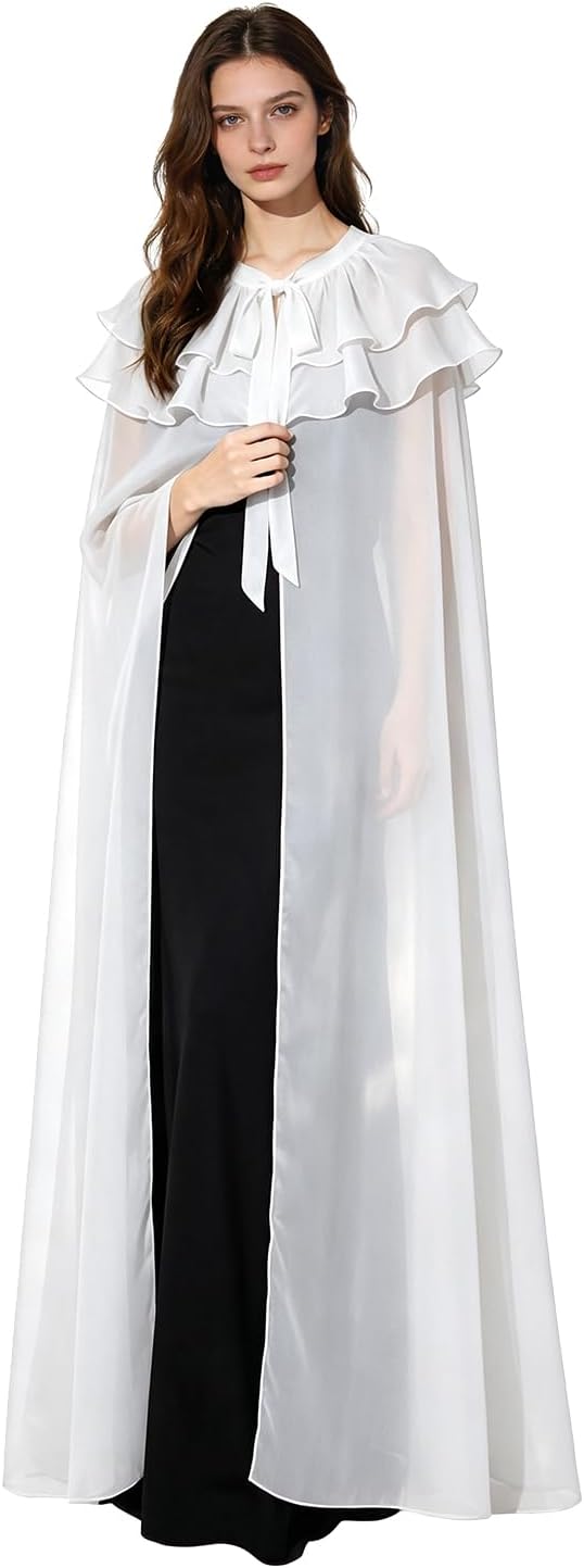 Women's Renaissance Chiffon Cape Medieval Sheer Cloak for Ren Faire