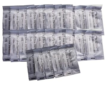 Mumbai Tattoo 14G Piercing Needles | Pack of 25 Sterile Disposable Body Piercing Needles for Professional Use