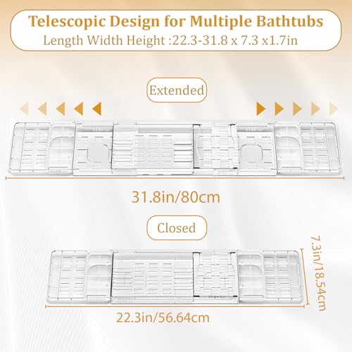 Plateau de bain extensible acrylique stable et antidérapant pour baignoire - 4