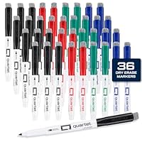 Quartet Dry Erase Markers, Fine Tip White Board Dry Erase Markers with DryGuard Ink Protection, Office Essentials, Black, Red, Blue, Green, 36 Pack (Q120Z03-R)