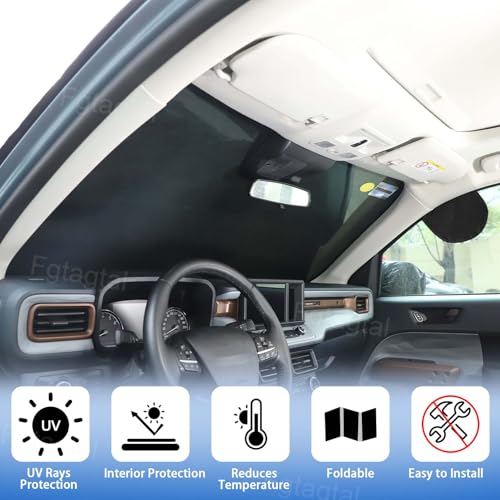 Image of Windshield Snow Cover Fit for Ford Ranger Maverick 2022-2024, Front Windshield Cover for Ice and Snow, Extra Thick Windshield Ice Cover Protect from Rain, Sun, Frost (Black)