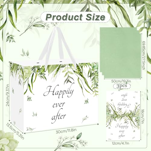 Woosytoo Wedding Paper Gift Bag Bridal Shower Gift Bag With Tissue Paper Card Eucalyptus Bride To Be Wrapping Paper Bag Engagement Wedding Shower Bags For Wedding Bride Engagements Anniversary Birthday Gifts thumb #1