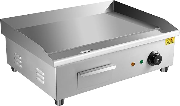 22 Inch 3000W Commercial Electric Griddle, 110V Countertop Grill Hot Plate Cooktop Flat Top Teppanyaki Grill Stainless Steel BBQ Griddle for Pancake Steak,122-572F Adjustment Temperature