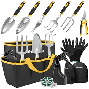 BLOSTM Tuingereedschap Set 11 STKS – Heavy Duty Tuingereedschap voor Tuinieren met Waterdichte Draagtas Tuin Handgereedschap Set