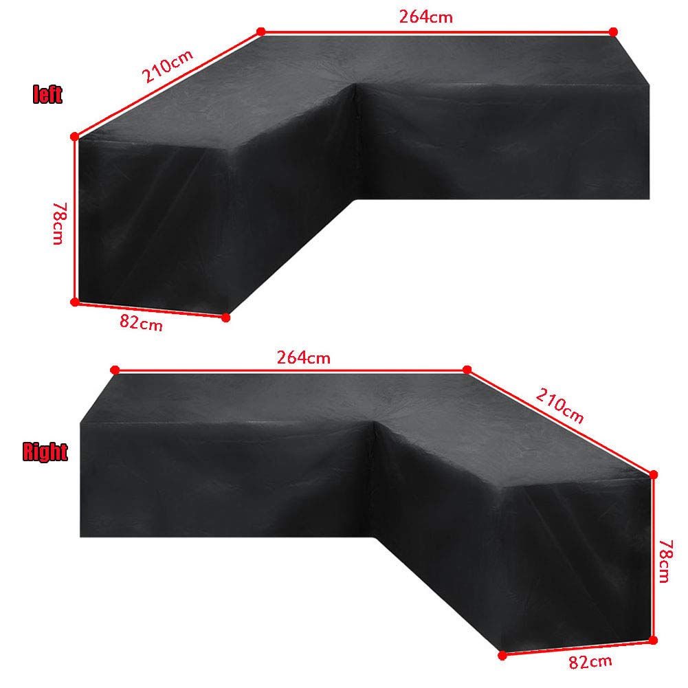 L-Vormige Tuinmeubel Hoes, Hoes Voor Hoekbank Buiten, PU-coating Van Oxford- stof, Waterdicht, Stofdicht En UV-bescherming, Geschikt Voor L-vormige Rotan, Hout (Left 210 * 264