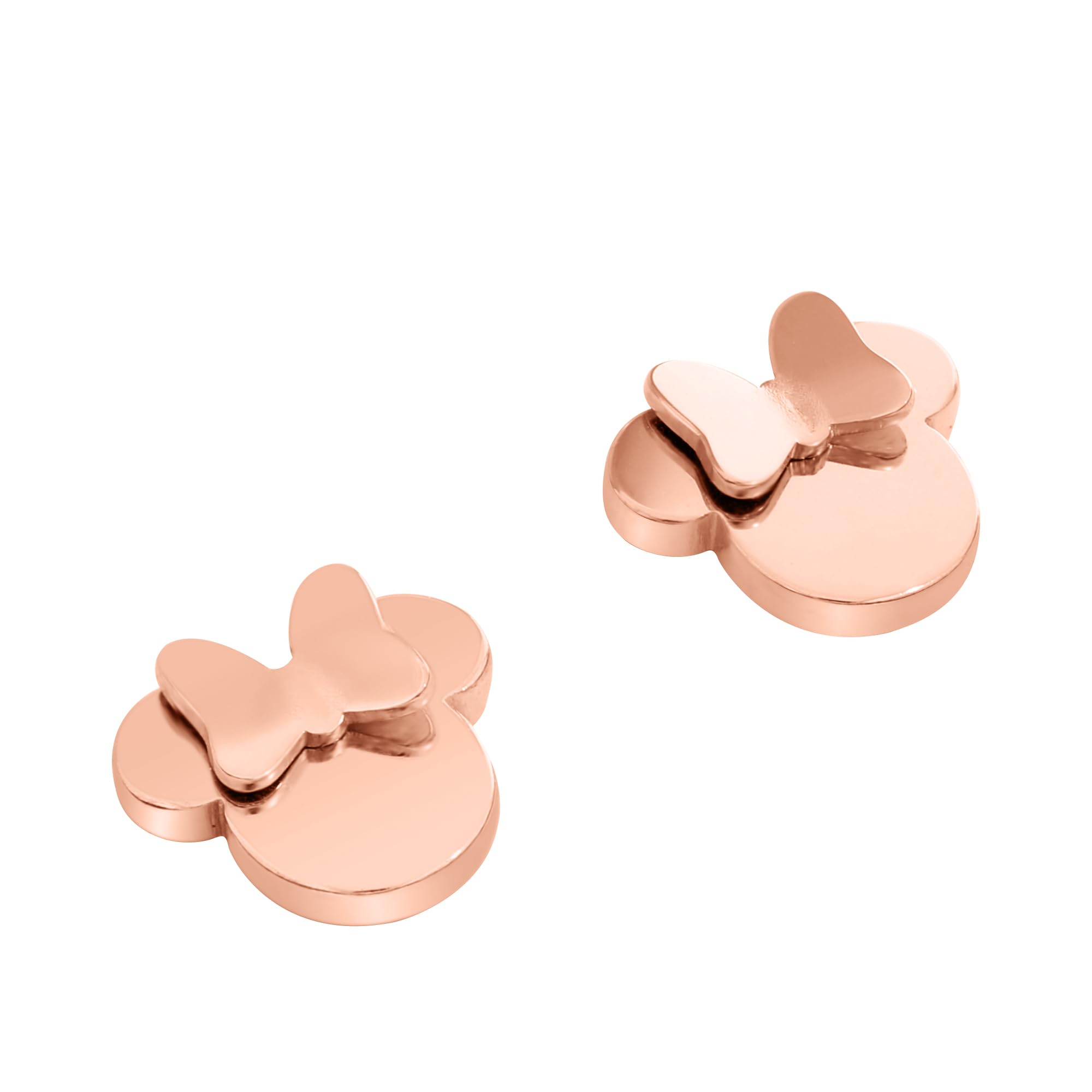 Disney Minnie Pendientes para niña de acero inoxidable, talla única, Joyas Disney