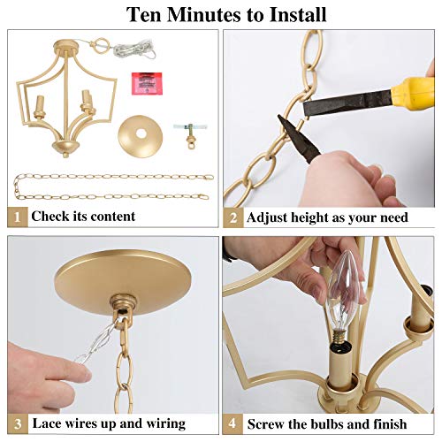 Ksana Gold Chandelier, Small Pendant Light For Kitchen Island, Dining & Living Room #TOP4