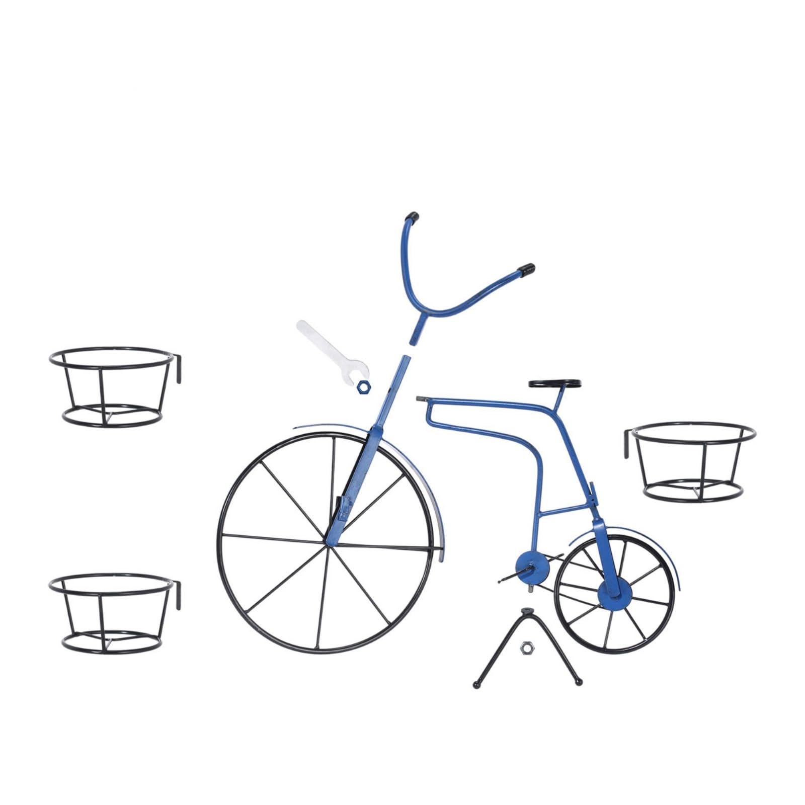 Porte-Plante En Forme Vélo sur Pied Support Pot Fleurs En Forme Vélo Extérieur Porte-Plante avec Roues pour Salon , Bleu