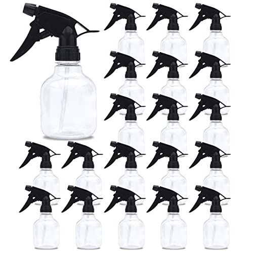 20 PCS 8 oz Spray Bottle Clear Plastic Spray Bottles with Adjustable Nozzle Empty Plastic Spray Bottle Bulk Water Spray Bottles for Kitchen,Beauty, Hair and Cleaning