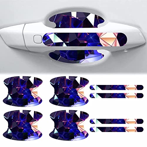 Image of CVANU Car Door Handle & Door Bowl Pack of 8 Anti-Scratch Guard Protective Cover Purple-Blue Self-Adhesive Vinyl Sticker Cv1
