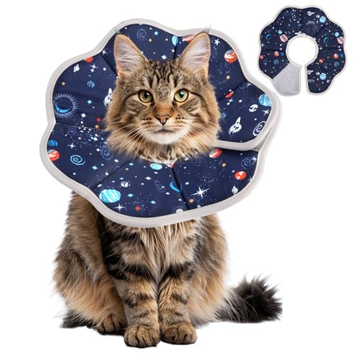 Colerette Chat Anti Lechage Anti-Puces et Anti Lechage,Imperméable, Réglable et Auto-Adhésif, Tour de Cou 18-25 cm, MatièRe Souple, Collier pour Chiens et...