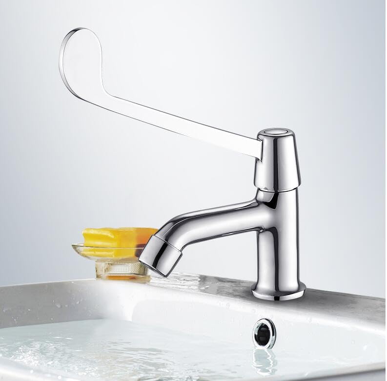 Robinet d'hôpital en laiton chrome robuste avec levier médical fluide pour lavabo
