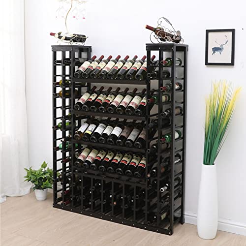 Soporte para botellas de vino de madera maciza negro
