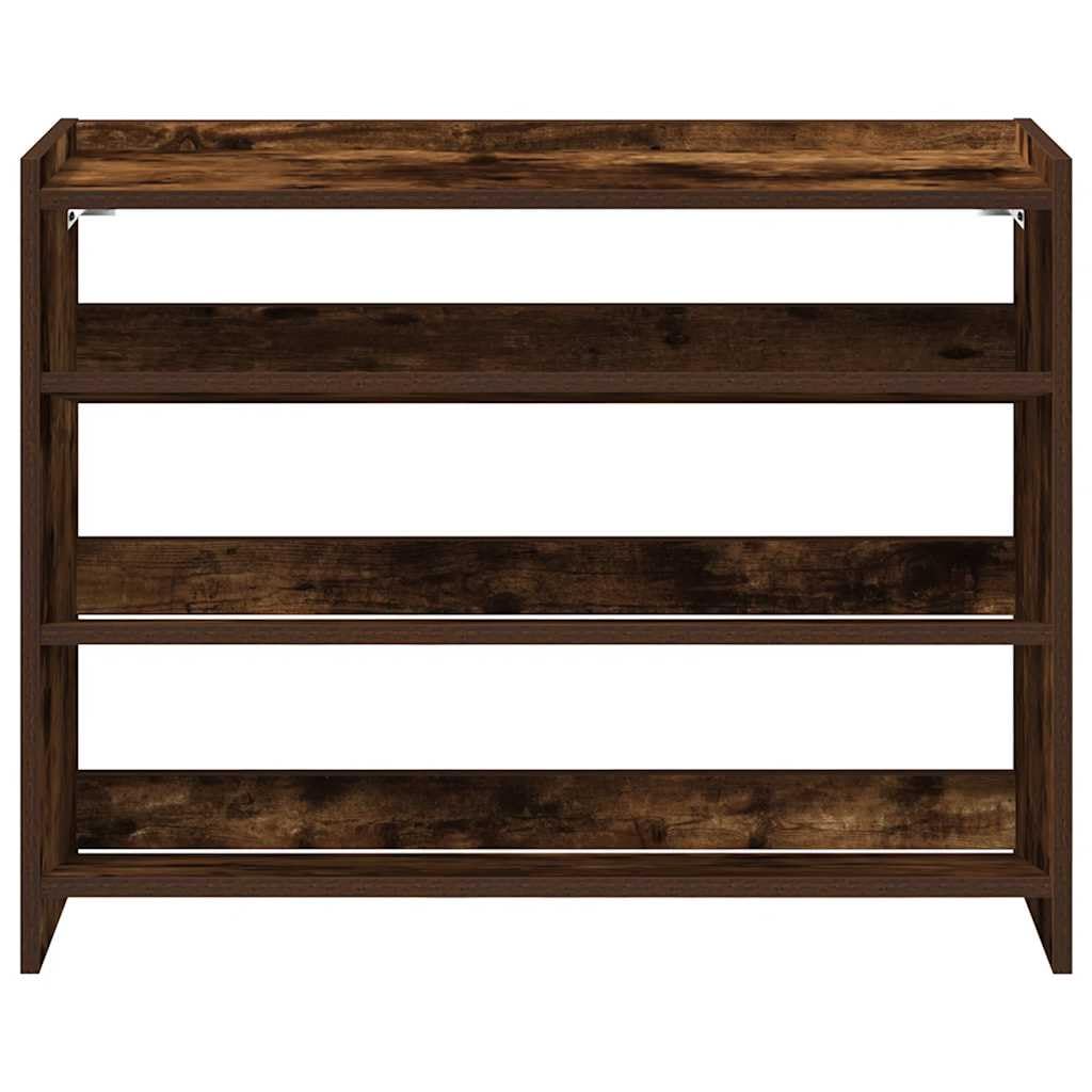 Schuhregal Räuchereiche Holzwerkstoff 80x25x62 cm schmal platzsparend mit Mehreren Fächern für Flur Diele Eingangsbereich praktische Aufbewahrung und Ordnung