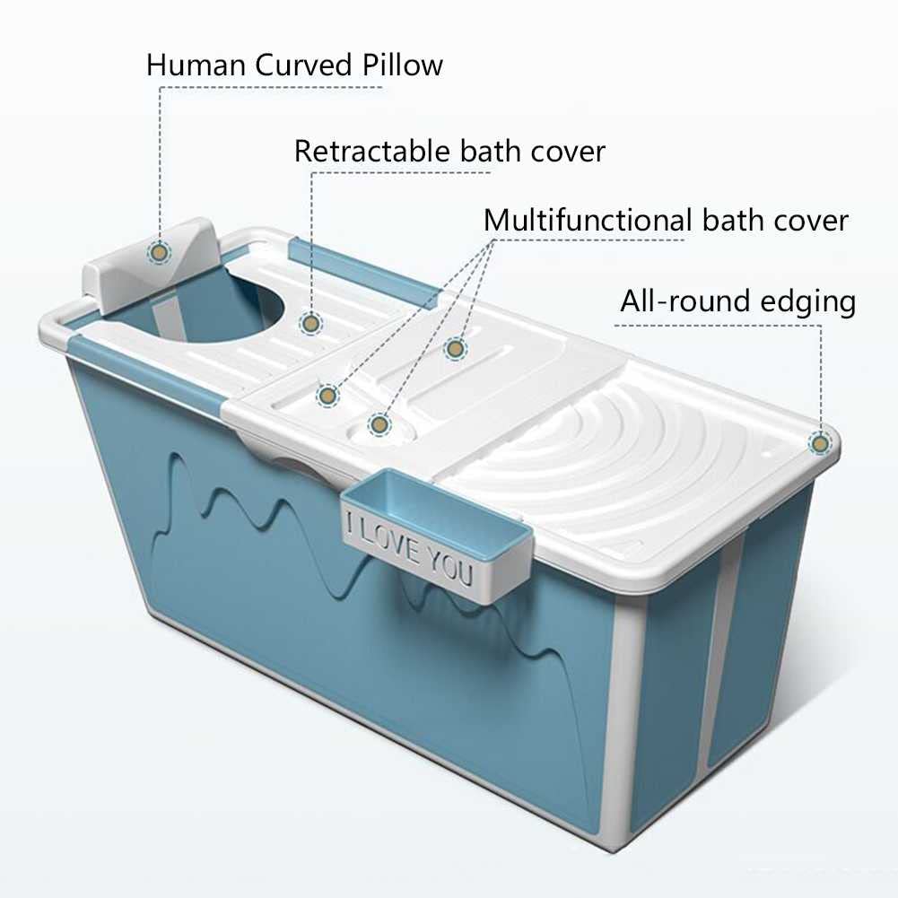 FAXIOAWA Bañera Plegable Rectangular Independiente Antideslizante para Adultos, fácil de almacenar, Resistente a Altas temperaturas