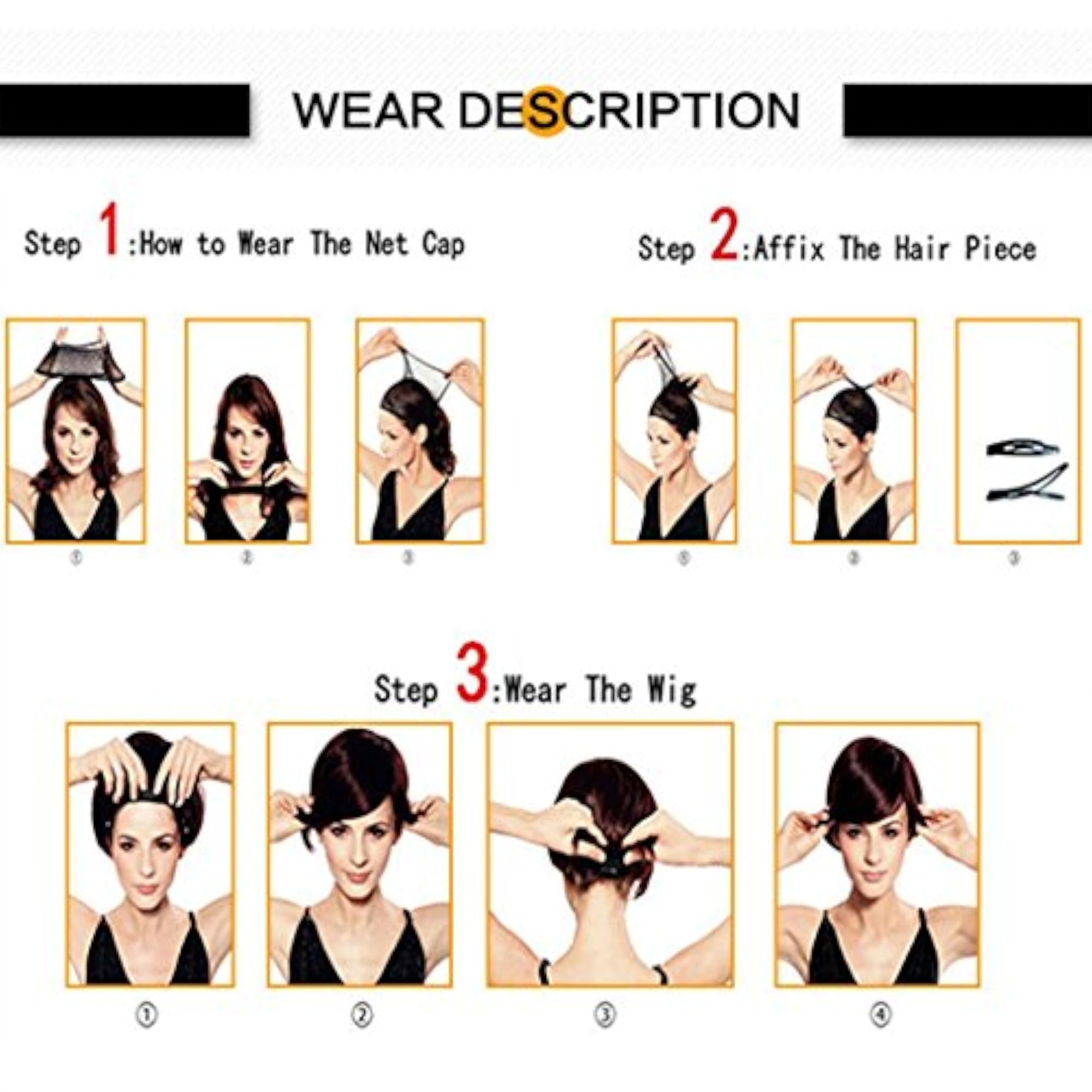 Women's Full Head Front Free Part Styling Hair Wig, 24 Inch