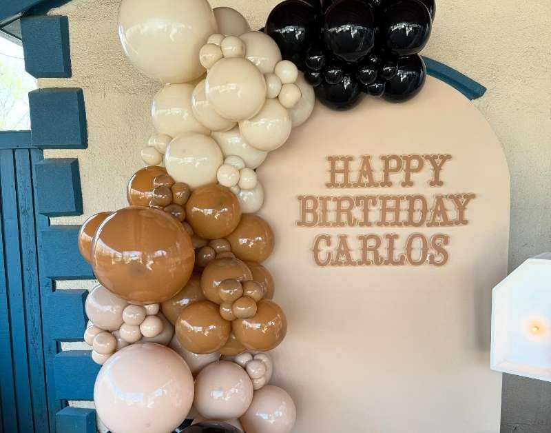 Image of Black and Brown Balloons Arch Kit - 184Pcs Black Brown Nude Balloon Garland Kit for Western Cowboy Baby Shower Boy First Rodeo Wild West Country Birthday Farm Fiesta Theme Party Decorations