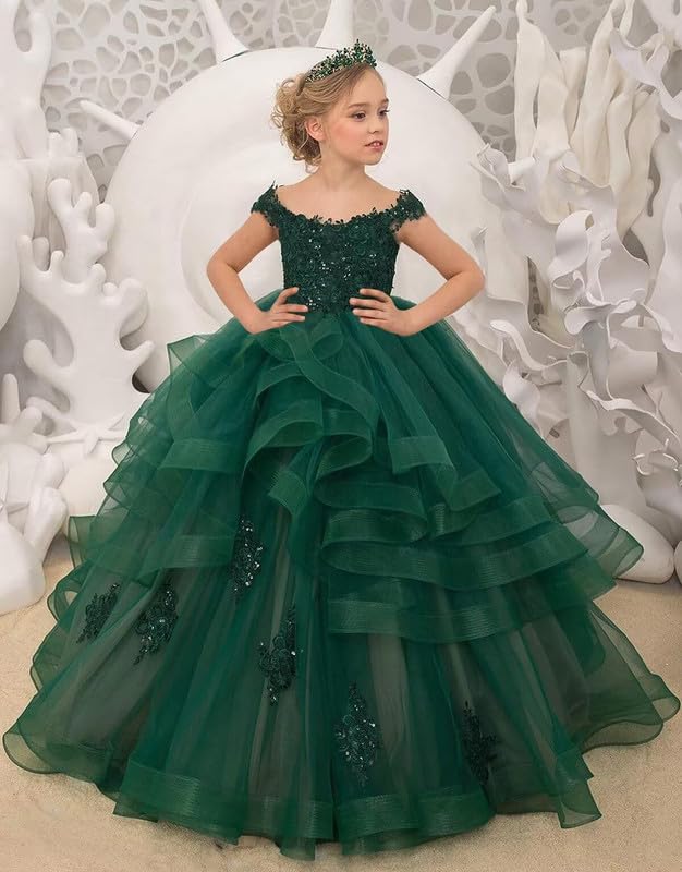 Pageant Dresses for Girls Appliques Tulle Flower Girl Dress Kids Ball Gown4