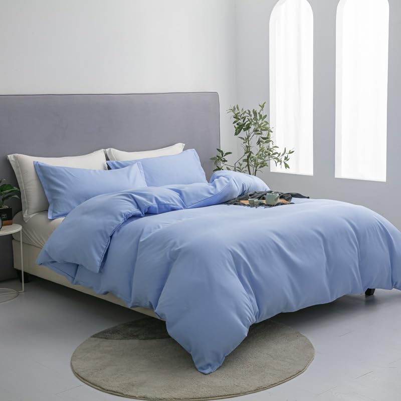 Blue Duvet Cover TC600 with Matching Pillow Cases Set Quilt Cover and Pillowcases 100% Soft Cotton Hotel Quality Extra Soft Premium Luxury Bedding Linen (King) - Image 2