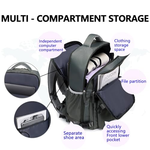 Travel Backpack,Travel Laptop Backpack with USB Charging Port，Suitable for travel, business trips, outdoor etc (Dark green)3