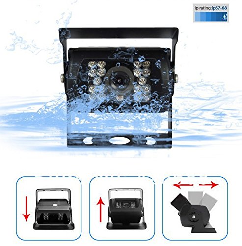 4-polige robuste Nachtsicht-Rückfahrkamera mit 18 IR-LEDs, wasserdicht, für Busse, LKW, Anhänger,...