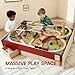 Tiny Land Large Wooden Train Table (47.9”x35.2”), 100PCS Train Set, 3 Storage Bins, Activity Playset for Kids Ages 3+