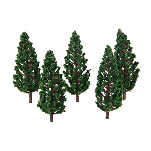 Yetaha 50PCS Alberi Modellismo, Alberi di Plastica, treni scenario fai da te pino plastica modello alberi verdi per OO HO scala ferrovia paesaggio architettura scene, 80mm/3.15