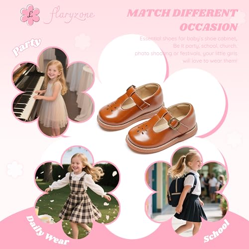 Image of Flaryzone Toddler Little Girl Mary Jane School Uniform Oxfords Flat Dress Shoes