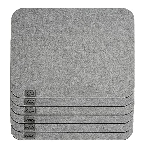 Juego de 4 manteles individuales de fieltro, mantel individual, mantel individual, lavable, alfombra de fieltro (rectángulo, 6 unidades, gris) Cover