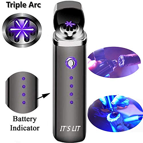 Triple Plasma Lighter- Electric Triple Arc Lighter- 2019 Design with Indicator Lights