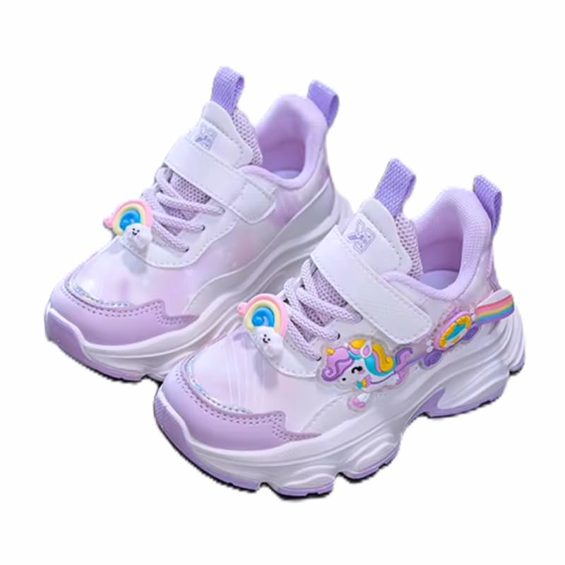 Baskets pour fille, baskets licorne, semelle surélevée, design arc-en-ciel, violet, 30 EU