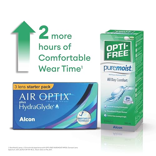 Image of Air Optix plus HydraGlyde | Monthly Contact lenses | Comfort from Day 1 to Day 30 | Clean, Power Lens (-2.25) | Pack of 3 | From Alcon